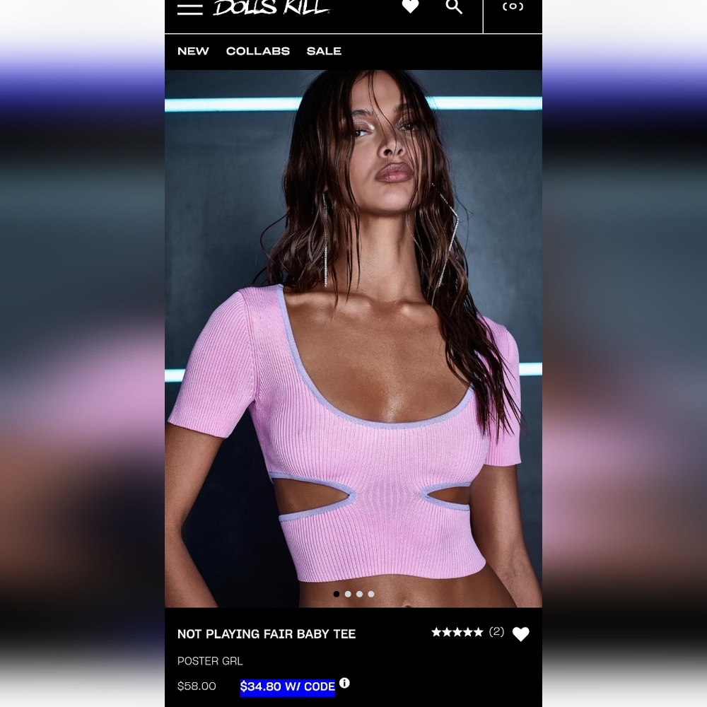 Dolls Kill Poster Girl Not Playing Fair Baby Doll Top